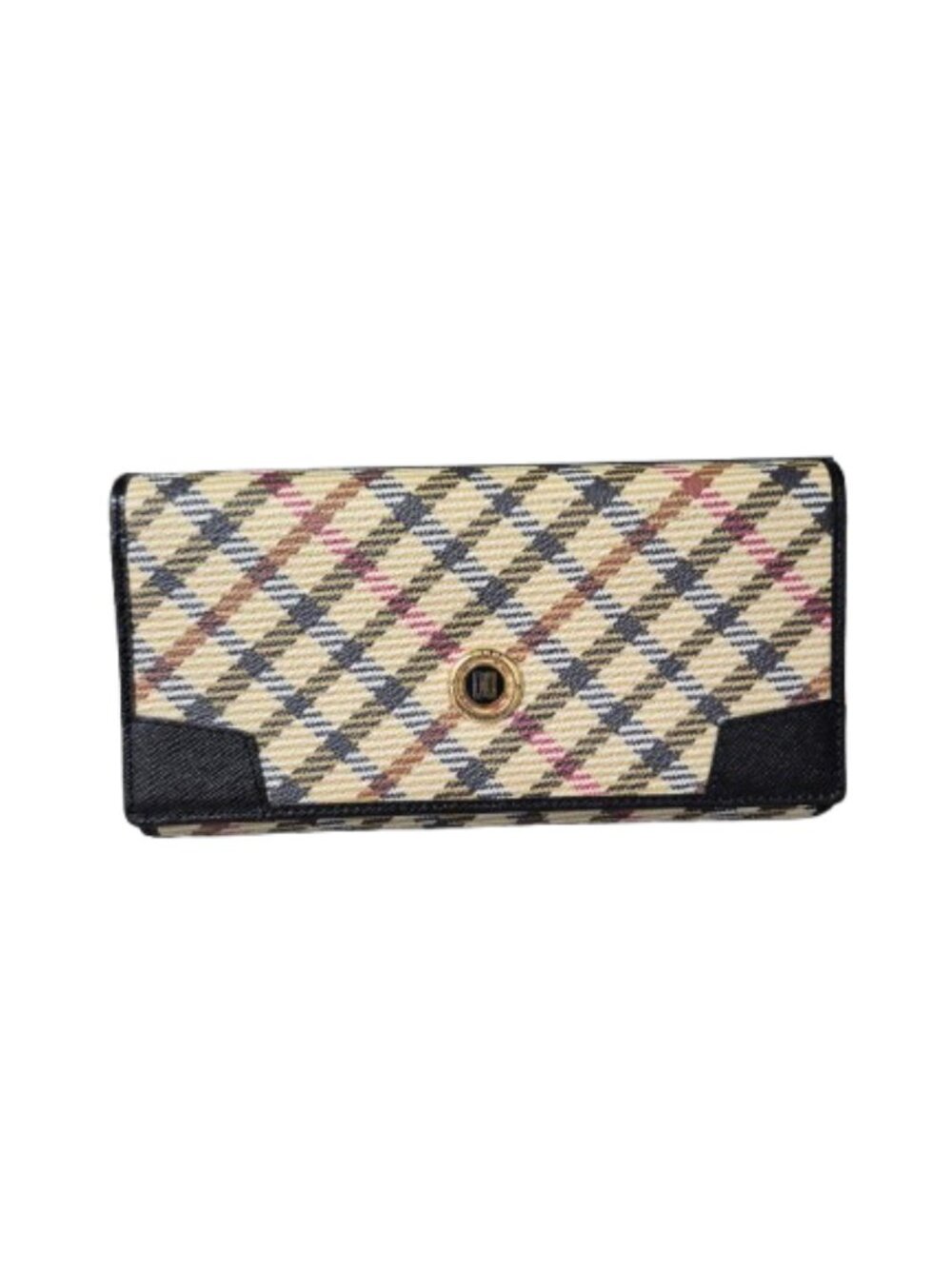 Daks London Trifold Plaid Wallet with Leather Trim